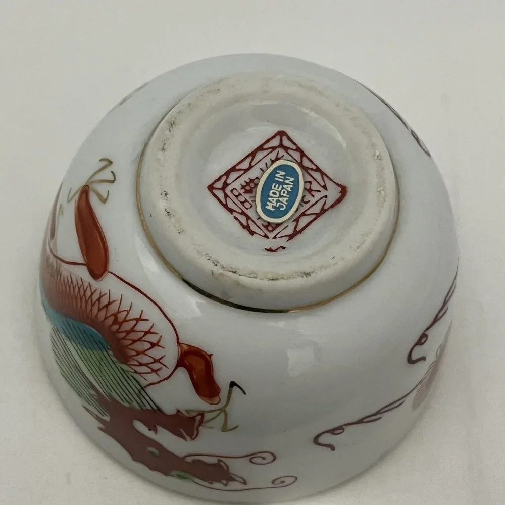Made In Japan Painted Dragon Restaurant Ware Used Sake Cup Bowl - Picture 10 of 16
